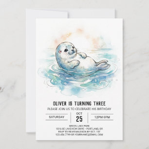 Arctic Sea Seal Birthday Invitation