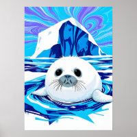 Arctic Seal Pup – Cool Tones Wildlife Splash Art
