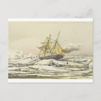 Arctic Ship Franklin Expedition Lithograph Holiday Postcard