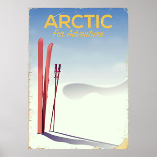 Arctic ski vintage adventure exploration poster