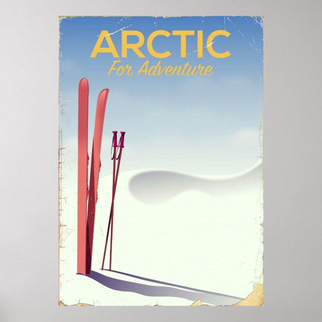 Arctic ski vintage adventure exploration poster (Front)