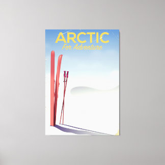 Arctic ski vintage adventure exploration poster canvas print