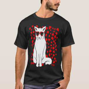 Arctic Snow Fox Heart Glasses Valentines Day Anima T-Shirt