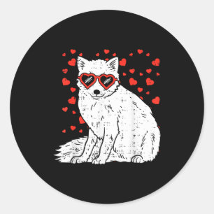 Arctic Snow Fox Heart Gles Valentines Day Animal G Classic Round Sticker