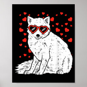 Arctic Snow Fox Heart Gles Valentines Day Animal G Poster