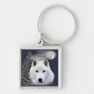 arctic snow wolf keychain
