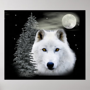 arctic snow wolf poster
