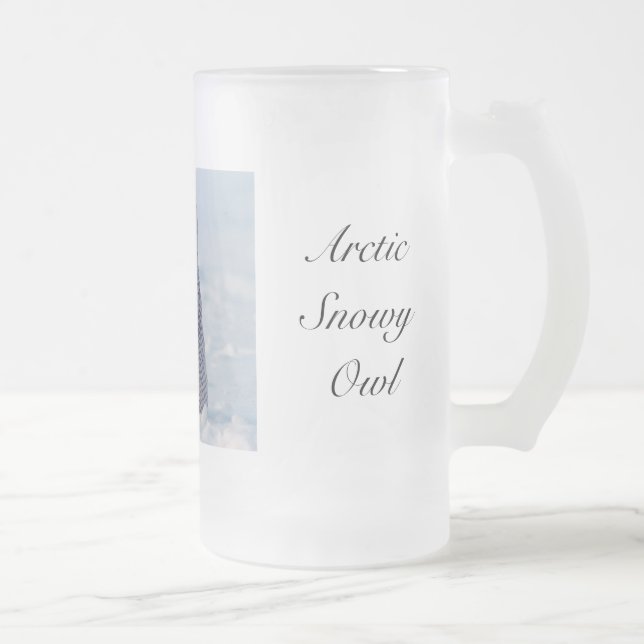 Arctic Snowy Owl Frosted Glass Winter Beer Mug (Right)