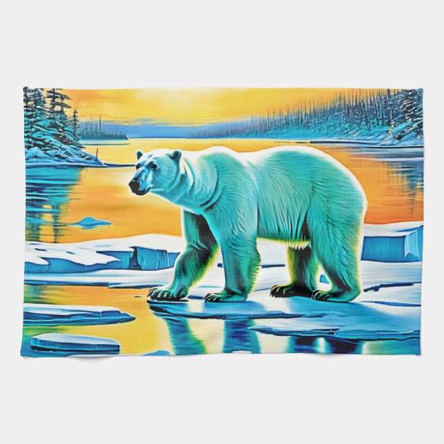 Arctic Sunset Polar Majesty Tea Towel (Horizontal)