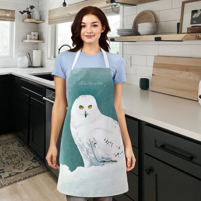 Arctic Teal Snowy Owl Apron (Creator Uploaded)