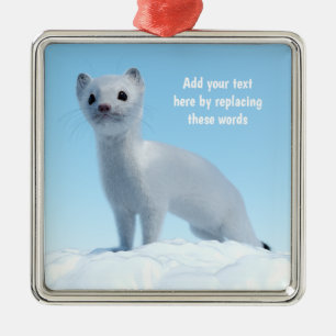 Arctic Weasel Charm Metal Tree Decoration