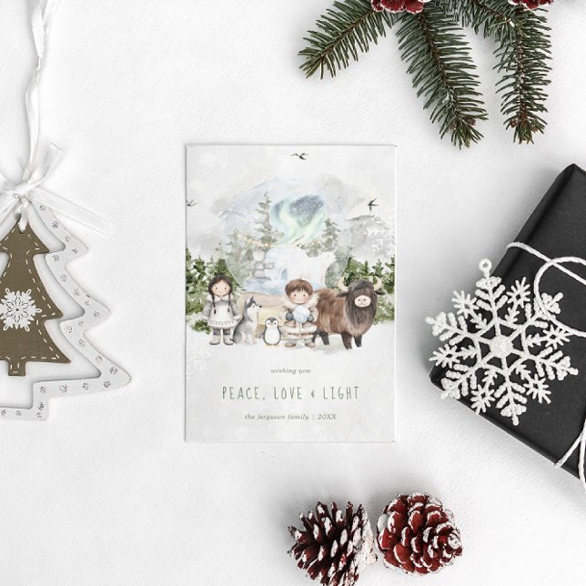 Arctic Whimsy | Peace, Love & Light Holiday Card (Creator Uploaded)