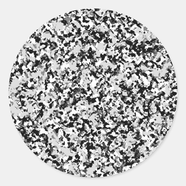 Arctic White Grey Black Camo Camouflage Party Classic Round Sticker (Front)