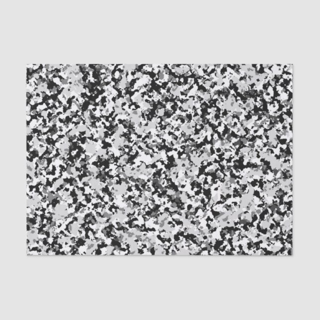 Arctic White Grey Black Camo Camouflage Party Tissue Paper (Front)