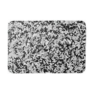 Arctic White Grey Black Camo Camouflage Pattern Bath Mat