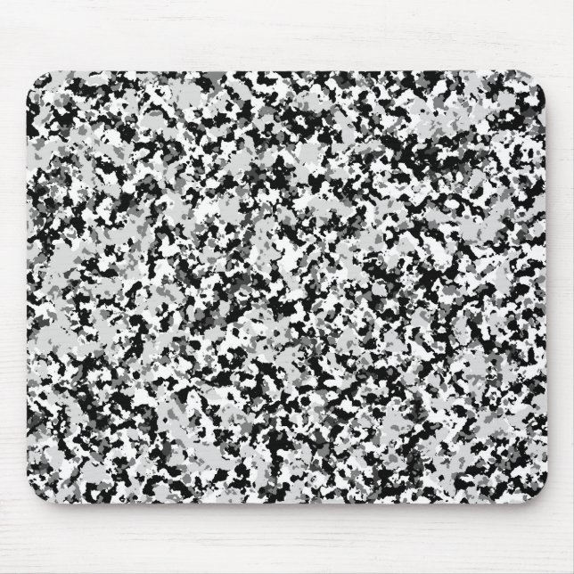 Arctic White Grey Black Camo Camouflage Pattern Mouse Mat (Front)