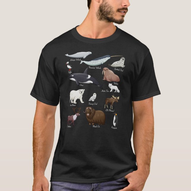 Arctic Wildlife Tundra Ecosystem Animal Names For  T-Shirt (Front)