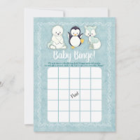 Arctic Winter Animals Baby Shower Bingo Game