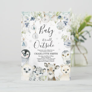 Arctic Winter Animals Baby Shower Invitation
