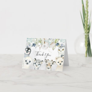 Arctic Winter Animals Baby Shower Thank You Card