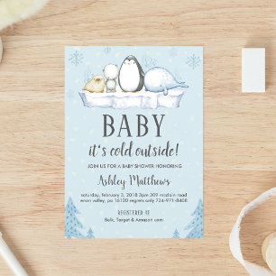 Arctic Winter Baby Shower with Woodland Animals Invitation