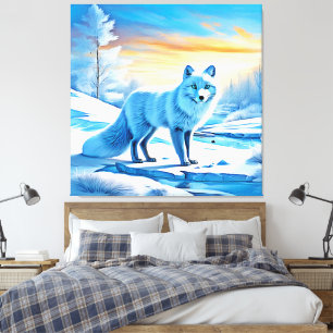 Arctic Winter Fox Snow  Canvas Print