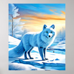 Arctic Winter Fox Snow  Poster