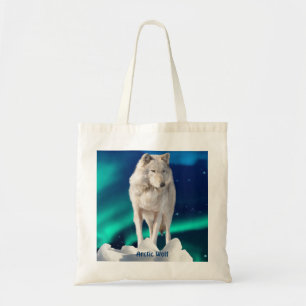 Arctic Wolf, Aurora & Stars Tote Bag Collection