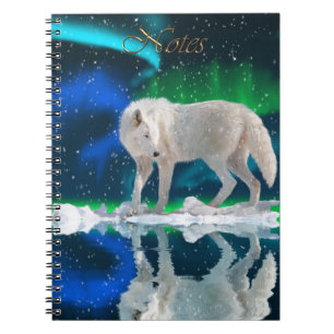 Arctic Wolf & Aurora Wildlife-supporter Notebook