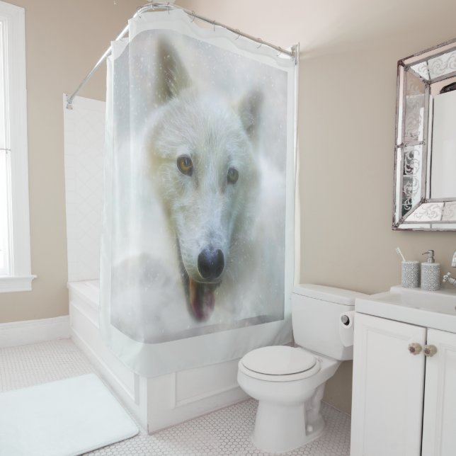 ARCTIC WOLF SNOW PIERCER SHOWER CURTAIN (In Situ)