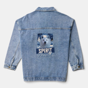 Arctic Wolf Spirit of Freedom Wildlife Design Denim Jacket