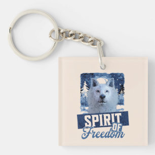 Arctic Wolf Spirit of Freedom Wildlife Design Key Ring
