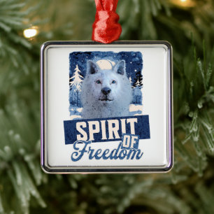 Arctic Wolf Spirit of Freedom Wildlife Design Metal Tree Decoration