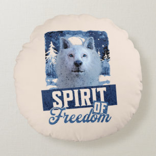 Arctic Wolf Spirit of Freedom Wildlife Design Round Cushion