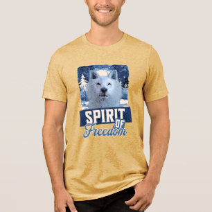 Arctic Wolf Spirit of Freedom Wildlife Design Tri-Blend Shirt