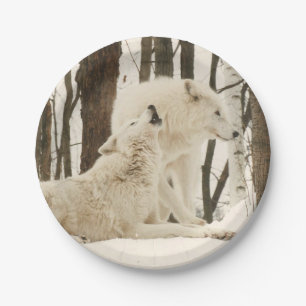 Arctic Wolves In Winter Paper Plates