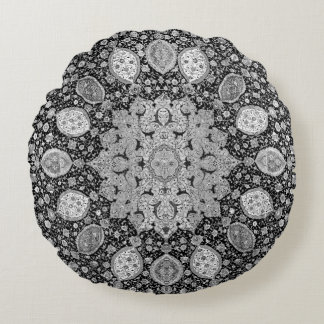 Ardabil Pattern in Grey Round Cushion