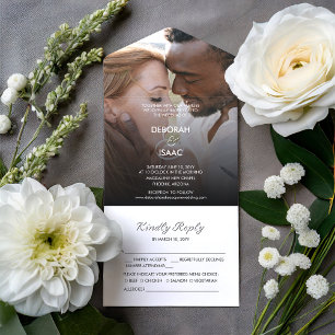 Ardent Romance Photo Wedding All In One Invitation