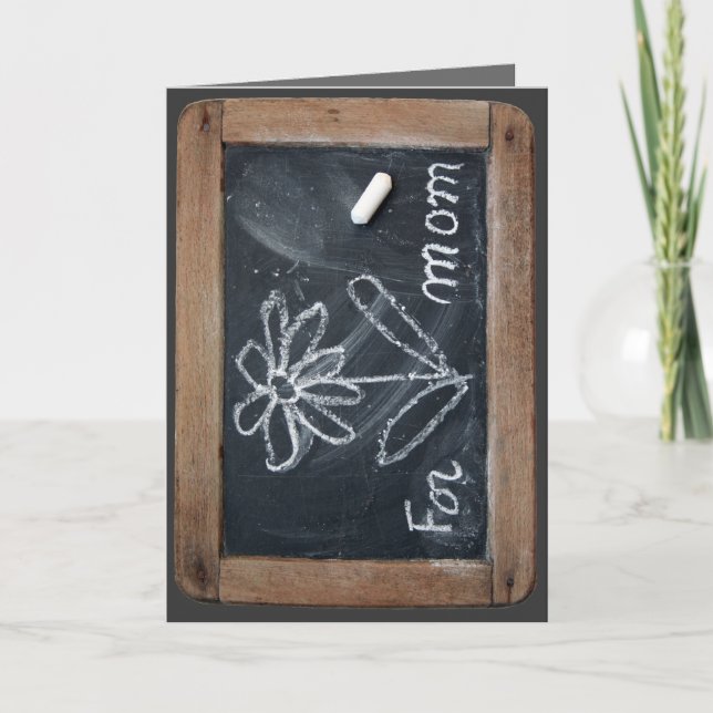 Ardoise 10 Flower for Mum Vinatge School Slate C Card (Front)