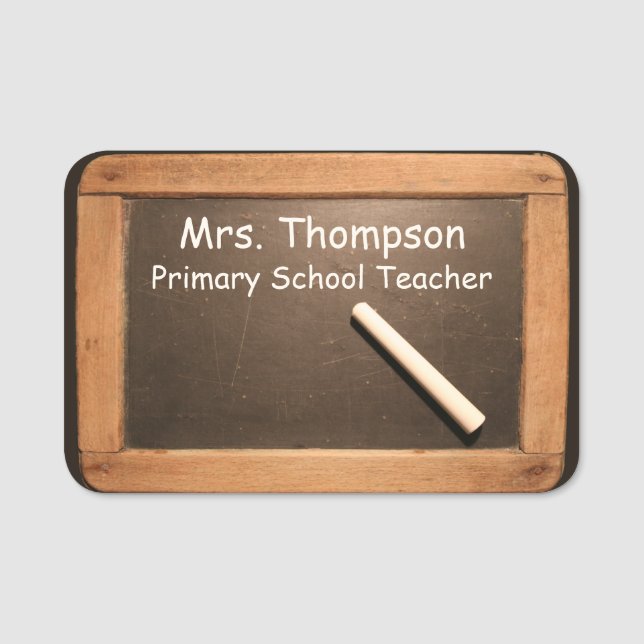 Ardoise Vintage School Slate Chalk Name Tag (Front)