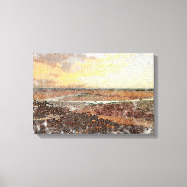 Ardrossan Beach Sunset Watercolour Canvas Print (Front)