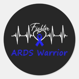Ards Awareness Warrior Heartbeat Fighter Blue Ribb Classic Round Sticker