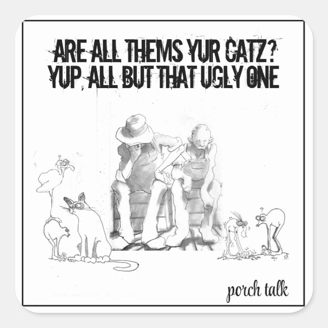 Are all thems yur catz? drawing square sticker (Front)
