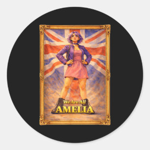 Are amelia union jack vintage british uk england classic round sticker