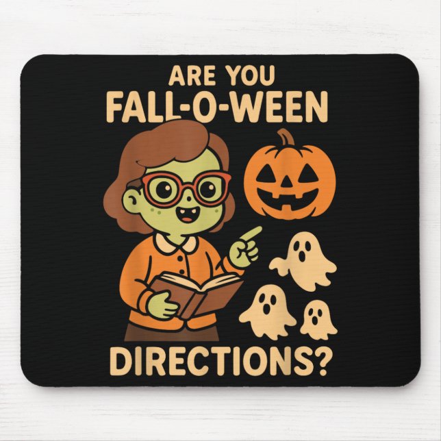 are Fall O Ween Directions Funny Teacher Halloween Mouse Mat (Front)