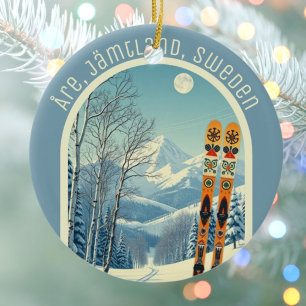 Åre Jämtland Sweden ski resort vacation souvenir Ceramic Tree Decoration