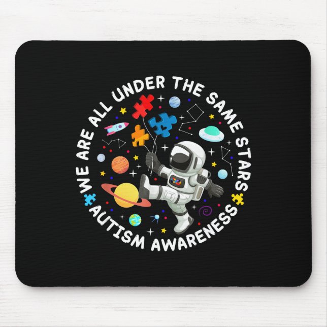 Are under the same stars space autism awareness mouse mat (Front)