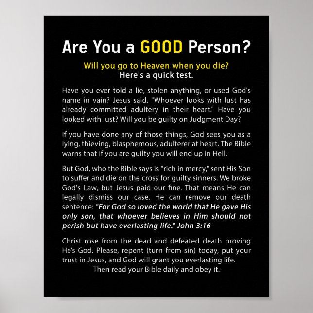 Are You a Good Person? Christian Faith Full Gospel Poster (Front)