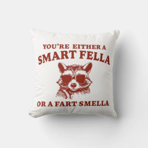 Are You A Smart Fella Or Fart Smella Retro Cartoon Cushion
