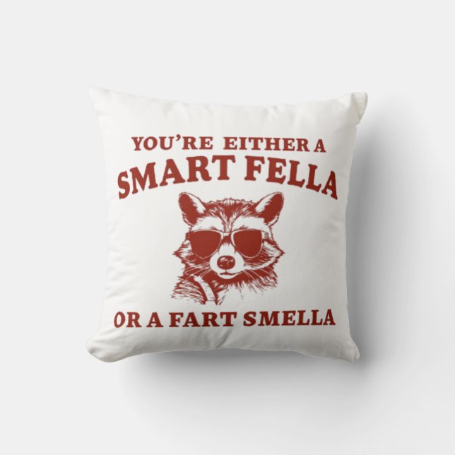 Are You A Smart Fella Or Fart Smella Retro Cartoon Cushion (Front)
